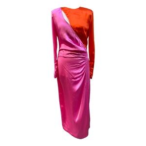 Uterque Vibrant Pink and Orange Maxi Dress